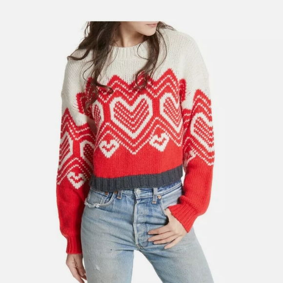 free people heart sweater